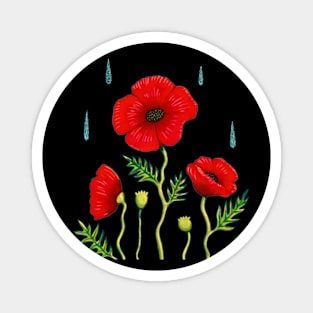 Poppies in the Rain Magnet